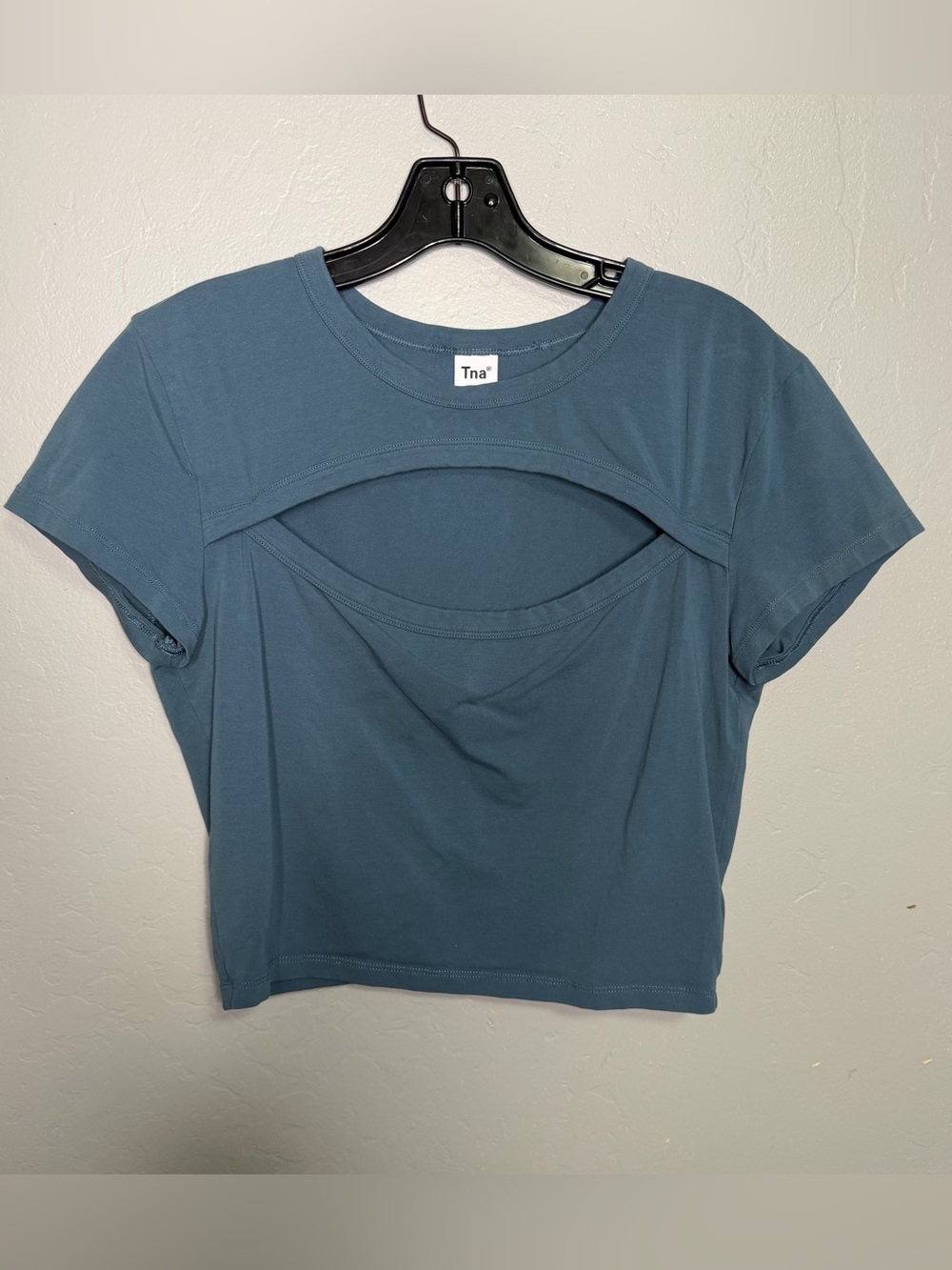 Aritzia TNA Women’s Blue Chill Costa Crop Top Tee Sz XL